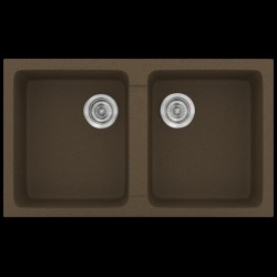 Νεροχύτης Ένθετος Γρανιτένιος Συνθετικός Sanitec Classic 334 (86x50) με 2 Ίσες Γούρνες Granite Rust